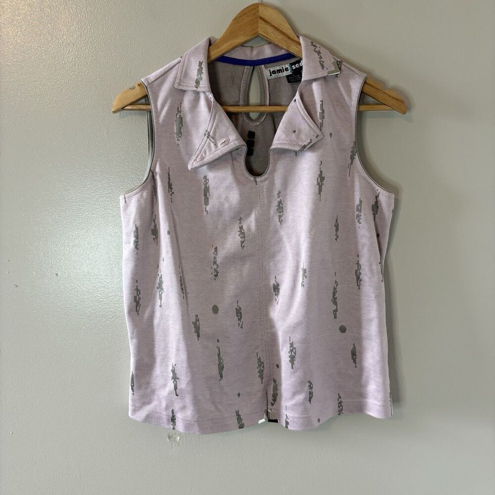 Jamie Sadock Golf Tank Top Light Pink Gray Geometric Athlesure Activewear Large